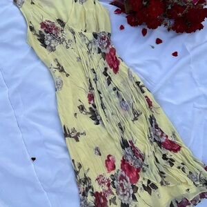 Vintage Floral Yellow Dress